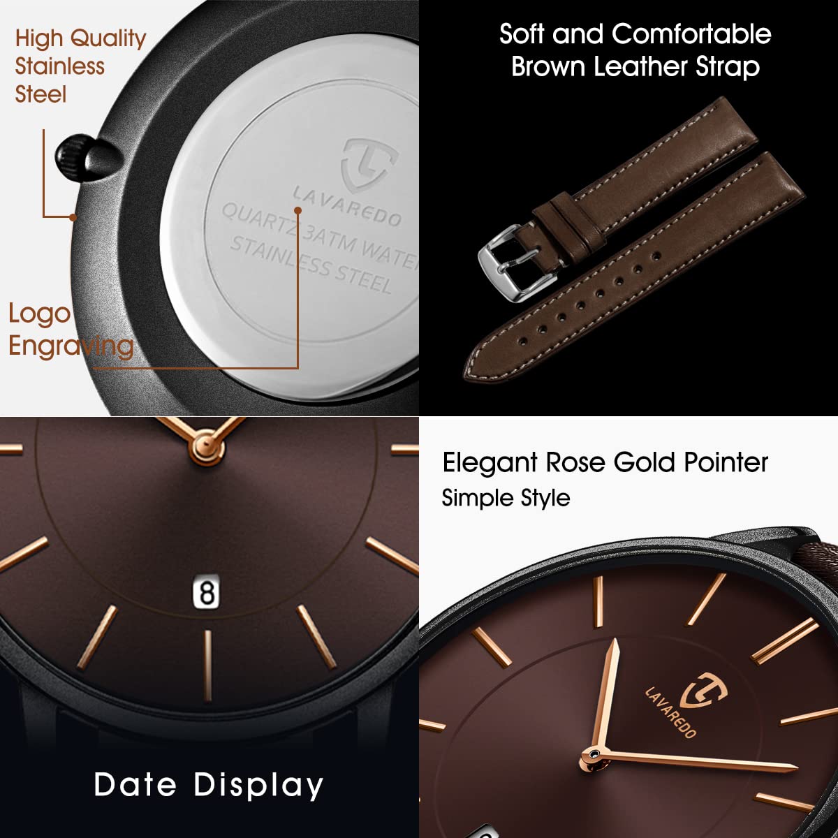 BEN NEVIS Watch, Mens Watch, Minimalist Fashion Simple Wrist Watch Analog Date with Leather Strap