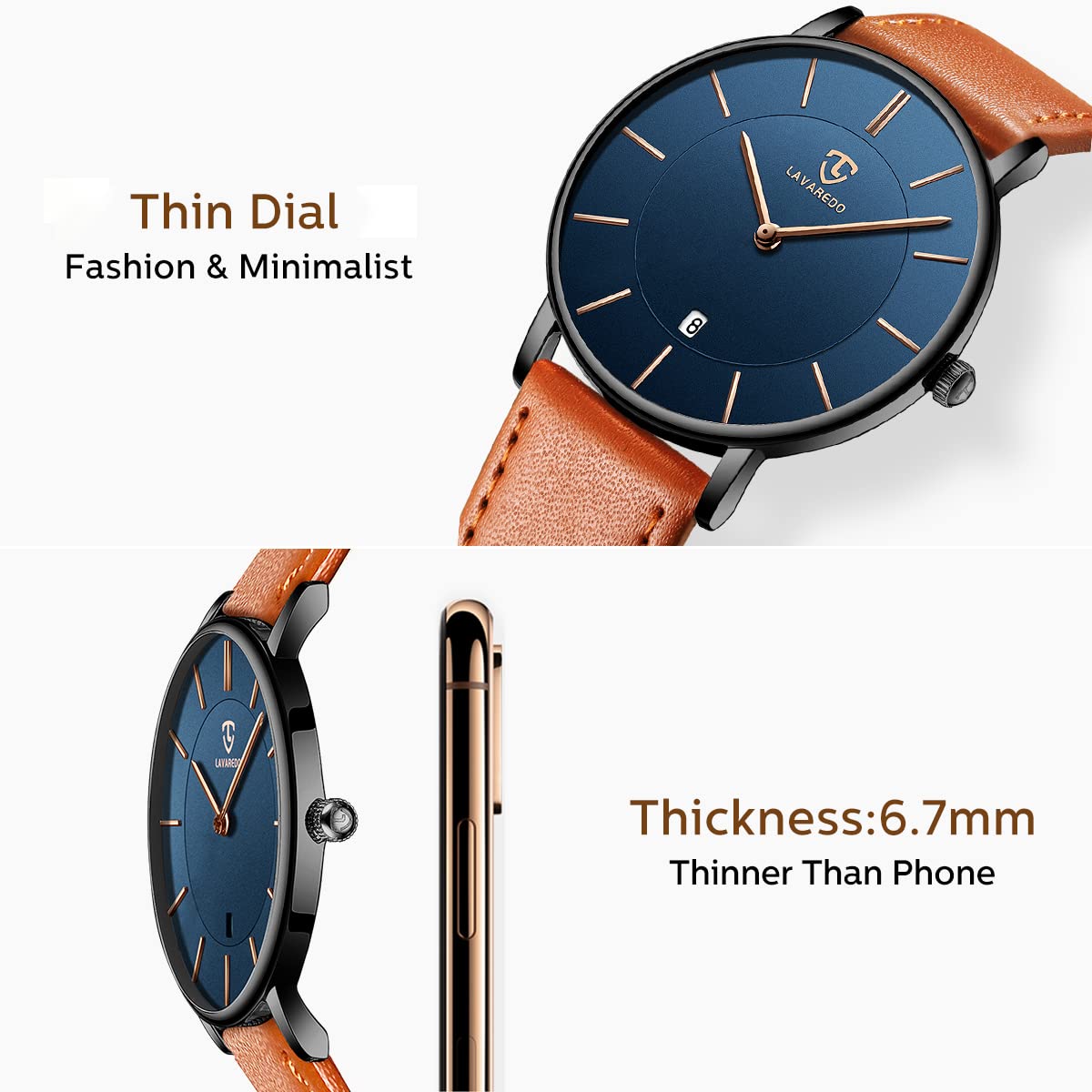 BEN NEVIS Watch, Mens Watch, Minimalist Fashion Simple Wrist Watch Analog Date with Leather Strap