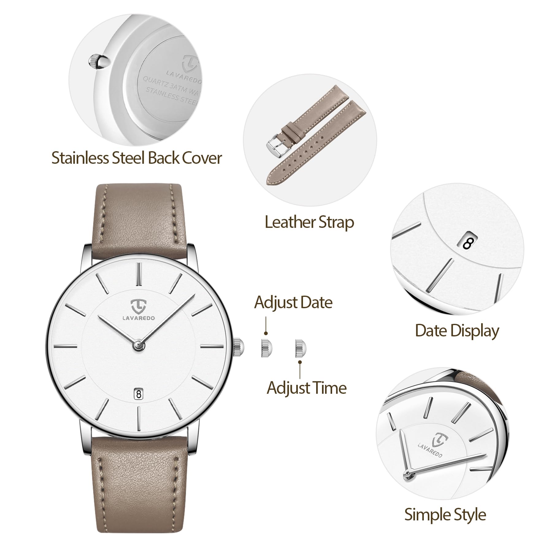 BEN NEVIS Watch, Mens Watch, Minimalist Fashion Simple Wrist Watch Analog Date with Leather Strap