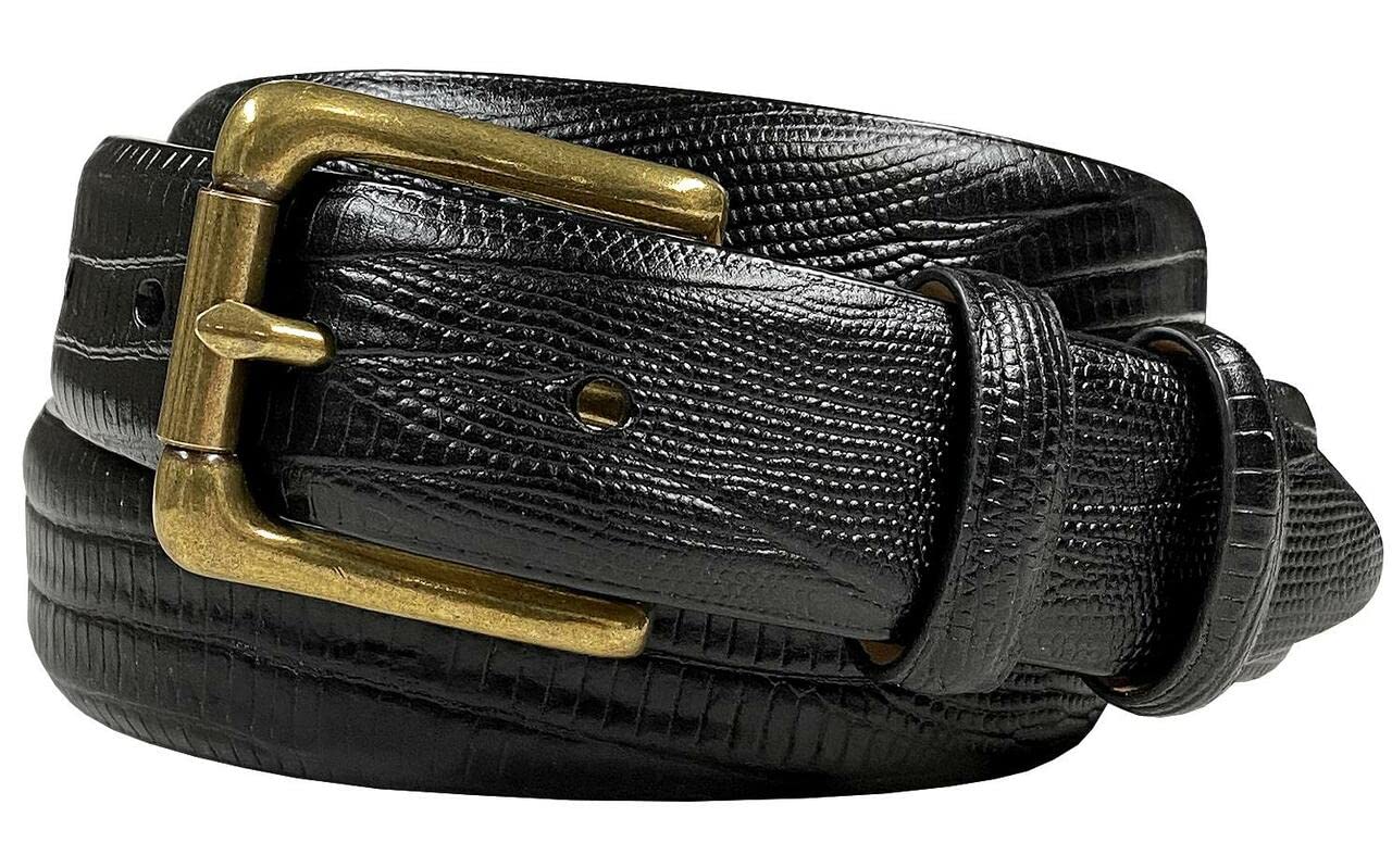 Adam Gold Men's Genuine Italian Calfskin Leather Dress Belt 1-1/8"(30mm) Wide Polished Buckle