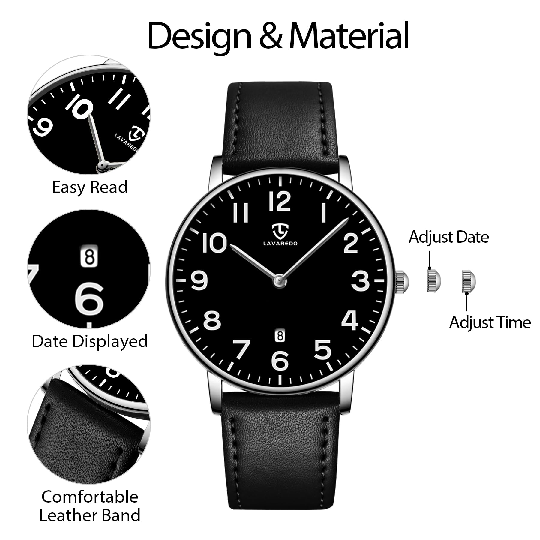 BEN NEVIS Watch, Mens Watch, Minimalist Fashion Simple Wrist Watch Analog Date with Leather Strap