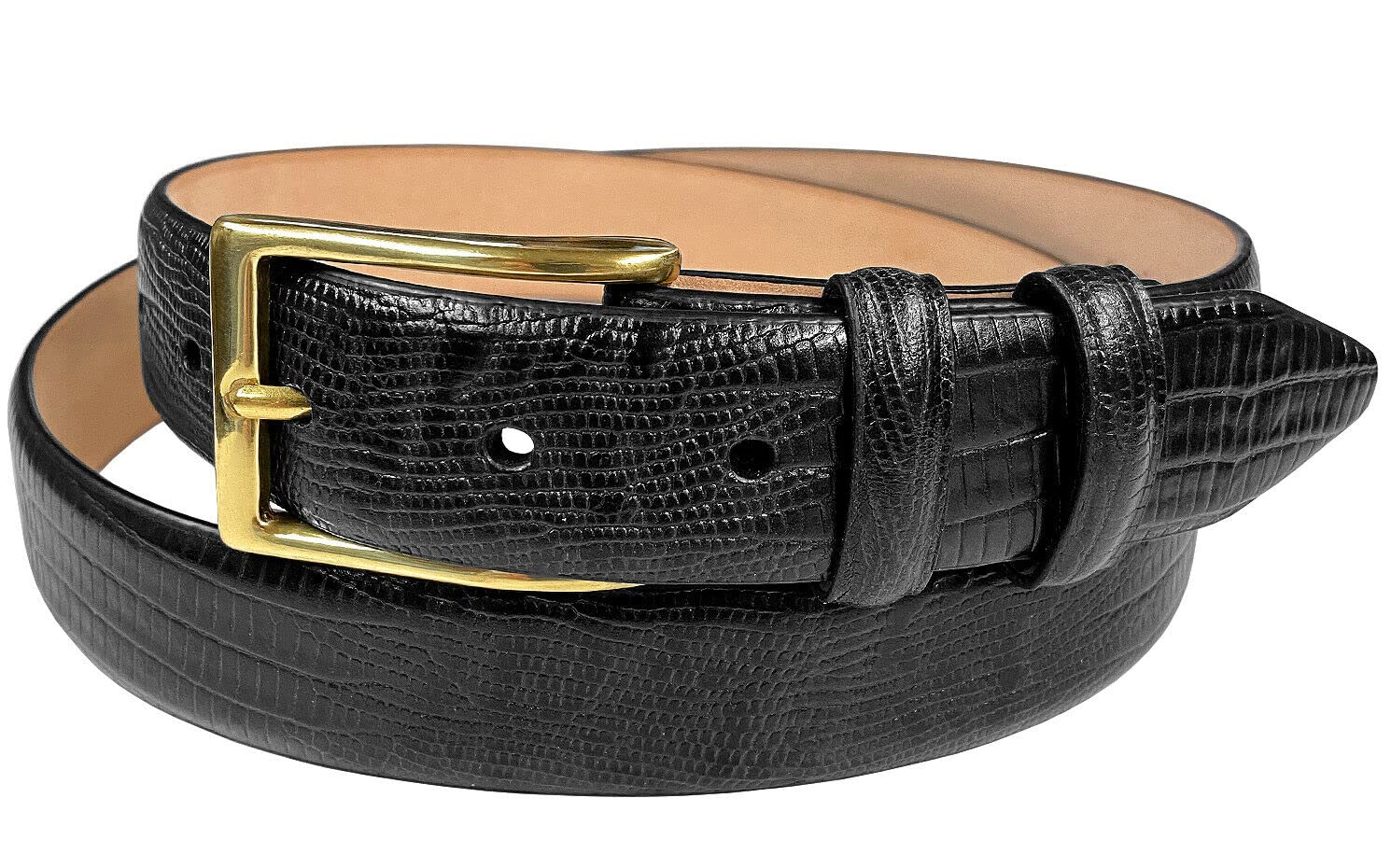 Adam Gold Men's Genuine Italian Calfskin Leather Dress Belt 1-1/8"(30mm) Wide Polished Buckle