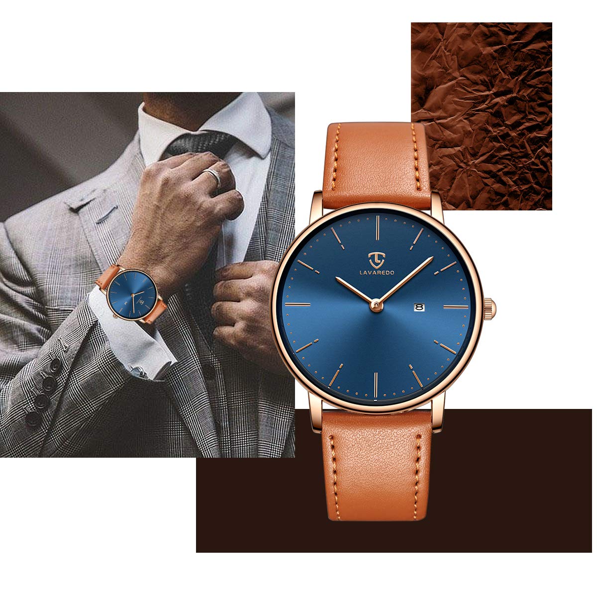 BEN NEVIS Watch, Mens Watch, Minimalist Fashion Simple Wrist Watch Analog Date with Leather Strap