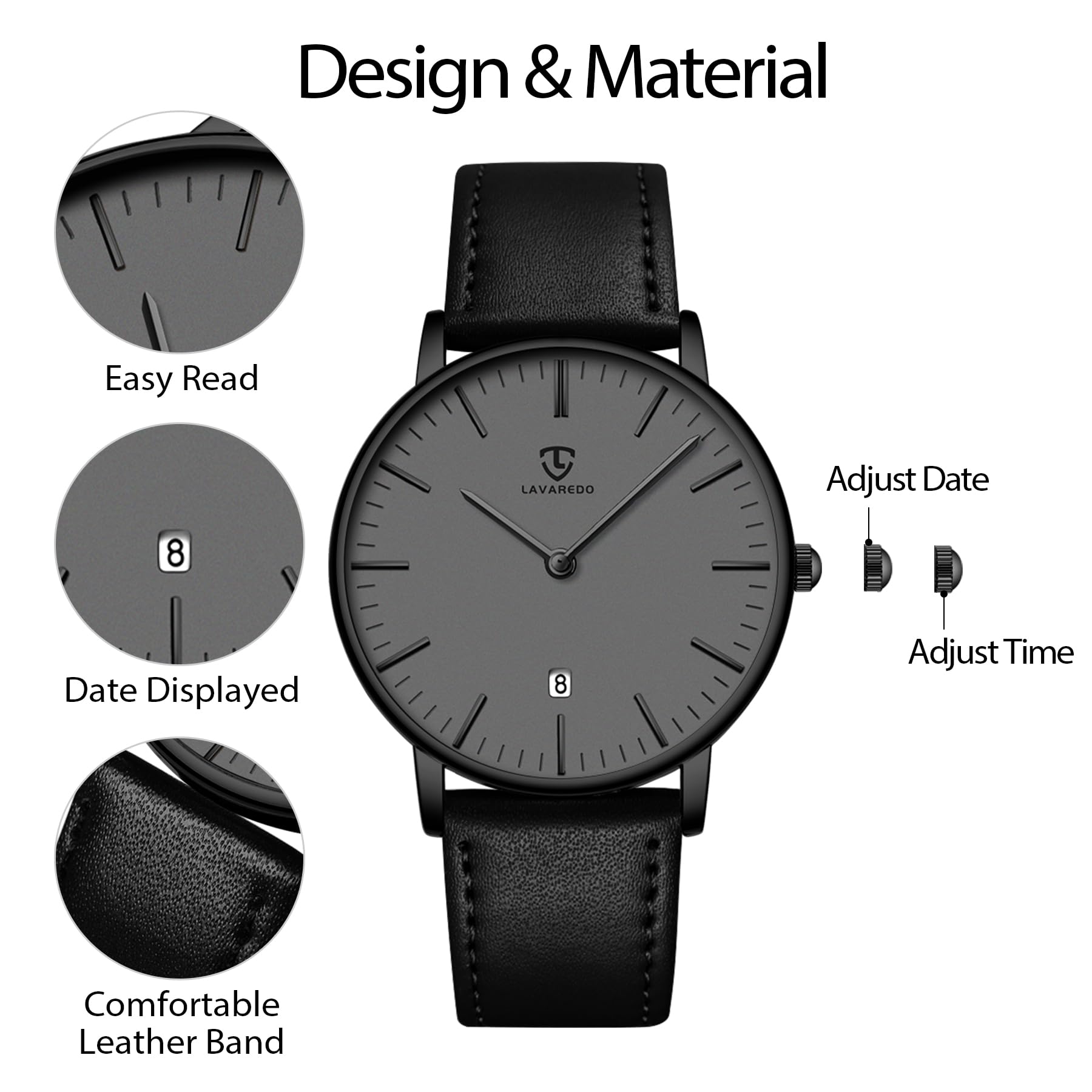 BEN NEVIS Watch, Mens Watch, Minimalist Fashion Simple Wrist Watch Analog Date with Leather Strap