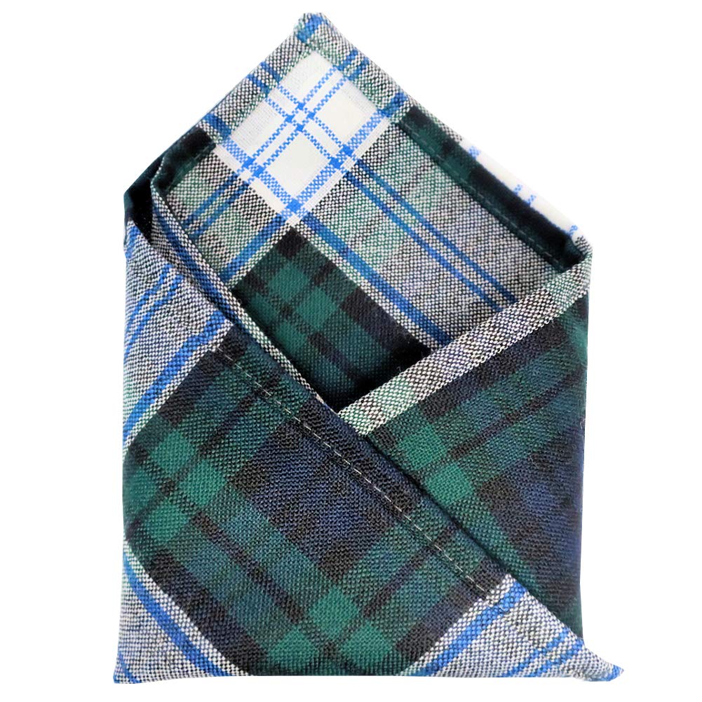 100% Wool Tartan Plaid Pocket Handkerchief Squares - Scotland Made