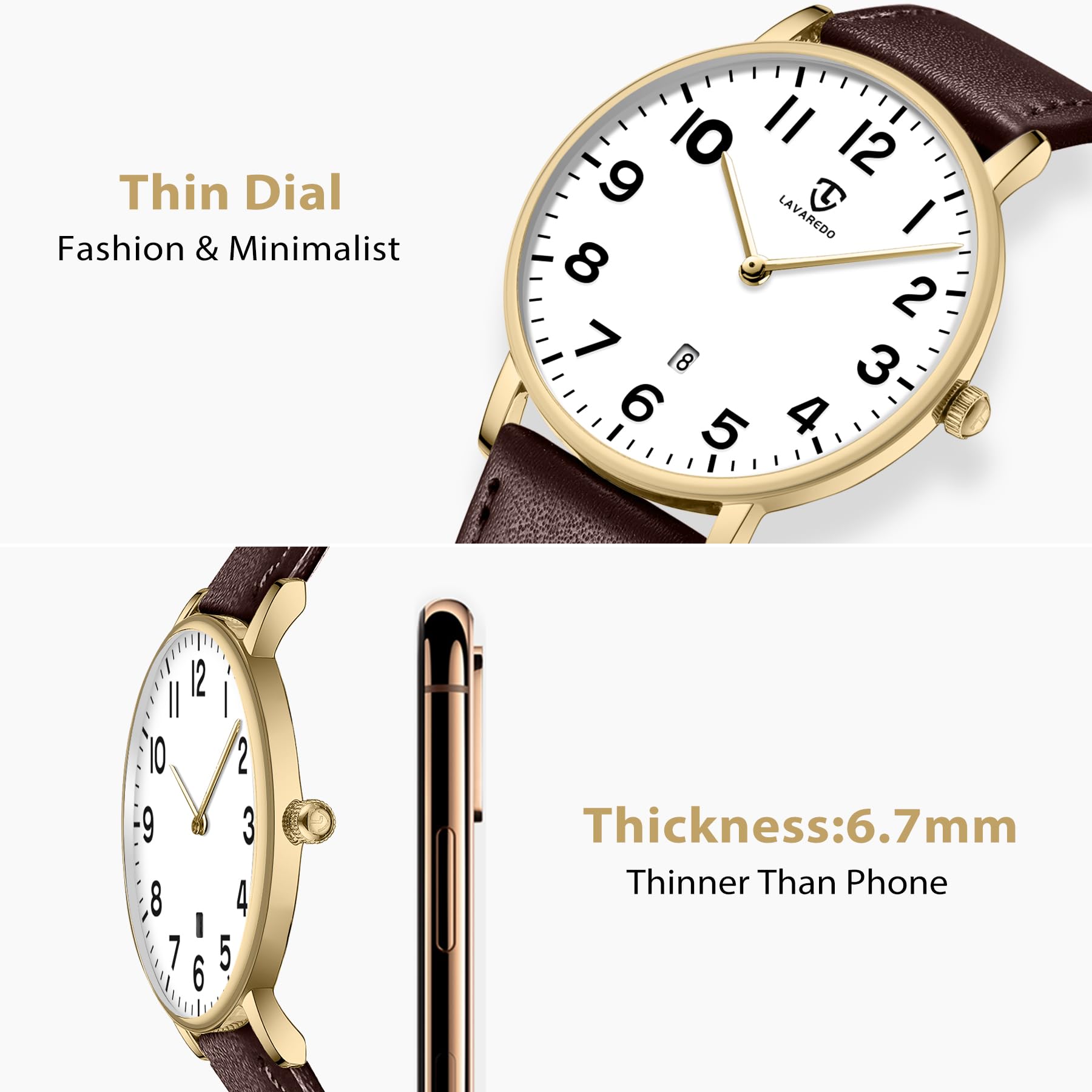 BEN NEVIS Watch, Mens Watch, Minimalist Fashion Simple Wrist Watch Analog Date with Leather Strap