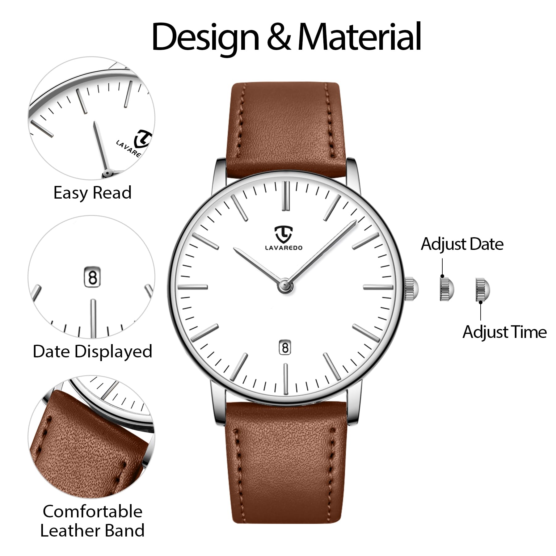 BEN NEVIS Watch, Mens Watch, Minimalist Fashion Simple Wrist Watch Analog Date with Leather Strap