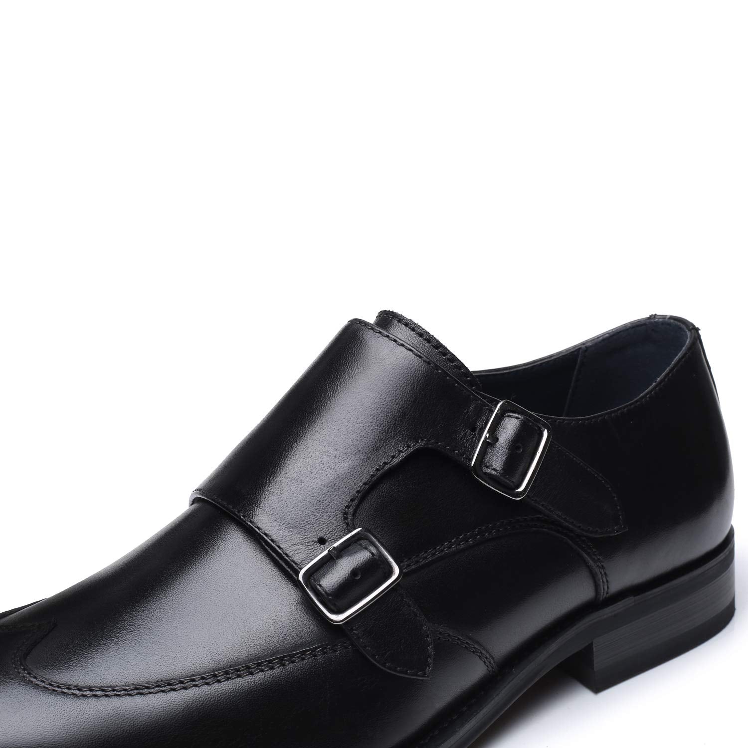 Mens Double Monk Strap Slip on Loafer Cap Toe Leather Oxford Formal Business Casual Comfortable Dress Shoes for Men