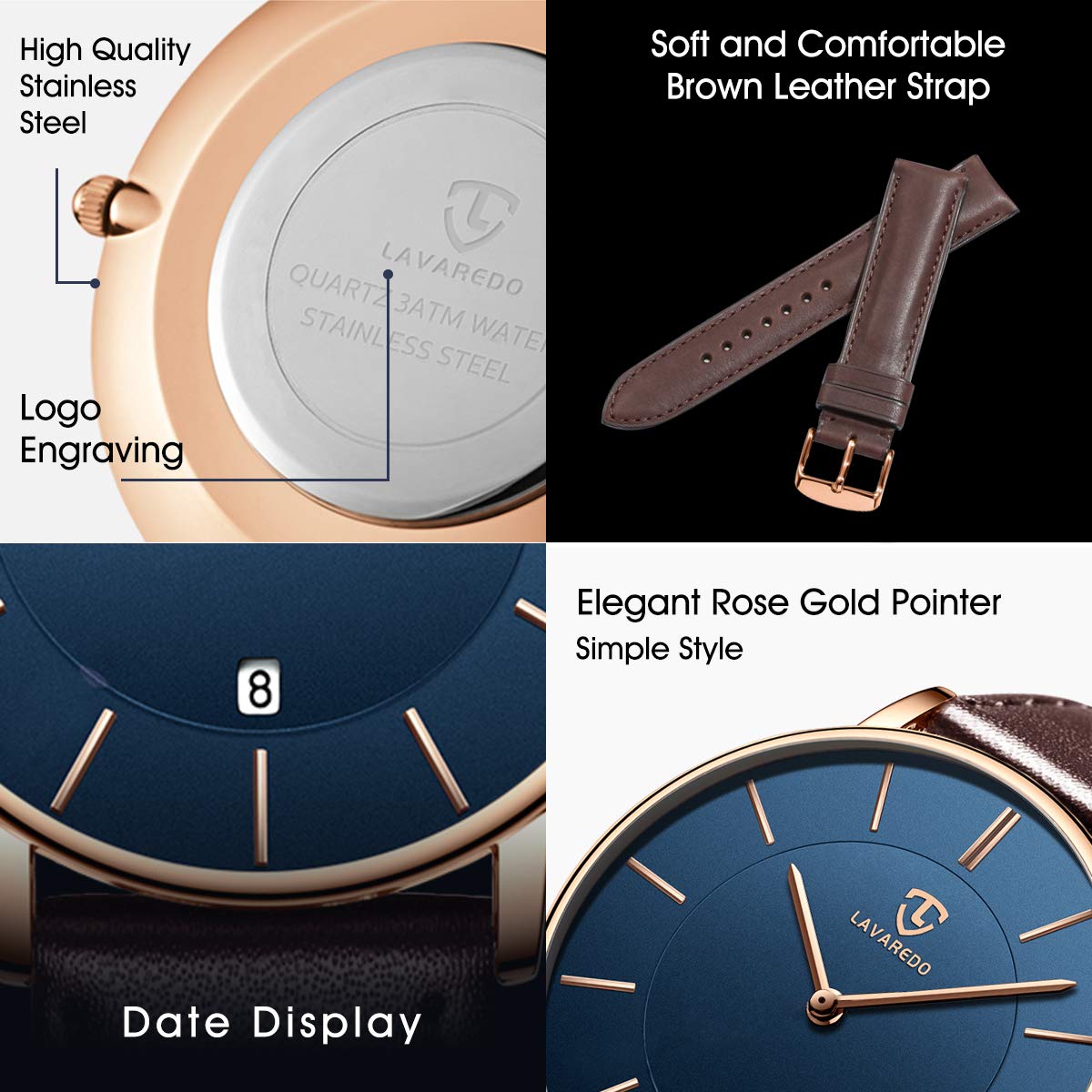 BEN NEVIS Watch, Mens Watch, Minimalist Fashion Simple Wrist Watch Analog Date with Leather Strap