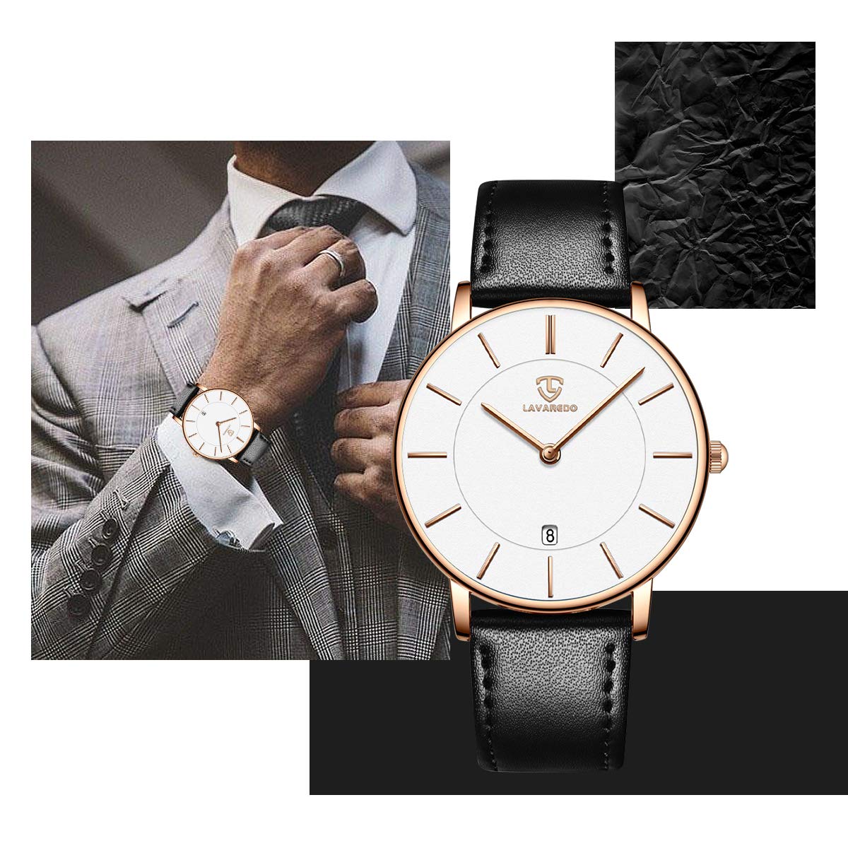 BEN NEVIS Watch, Mens Watch, Minimalist Fashion Simple Wrist Watch Analog Date with Leather Strap