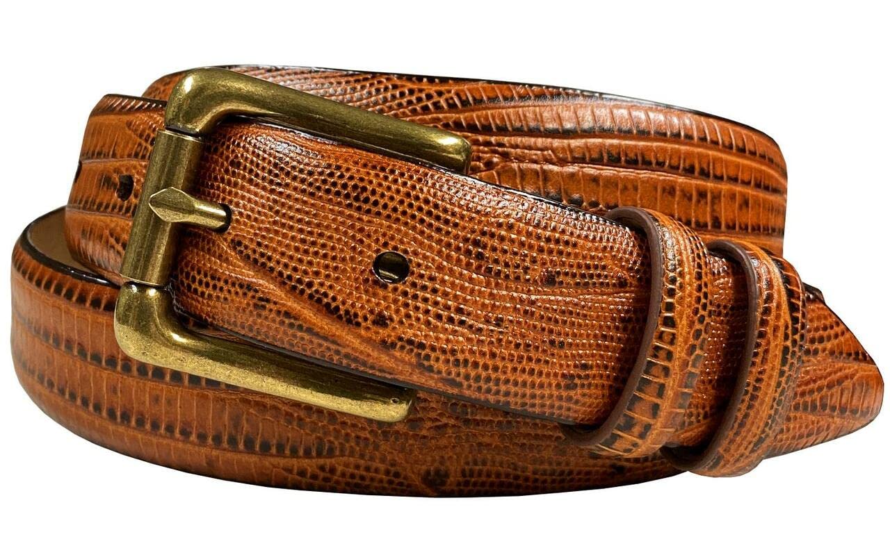 Adam Gold Men's Genuine Italian Calfskin Leather Dress Belt 1-1/8"(30mm) Wide Polished Buckle