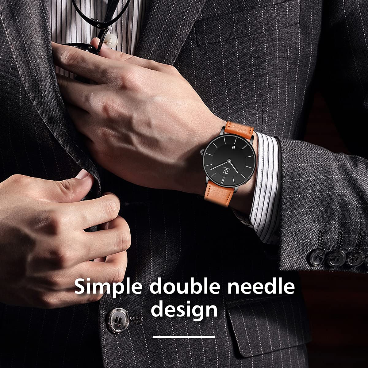 BEN NEVIS Watch, Mens Watch, Minimalist Fashion Simple Wrist Watch Analog Date with Leather Strap