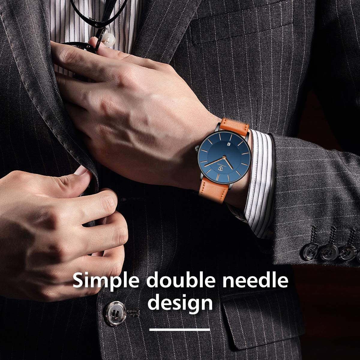 BEN NEVIS Watch, Mens Watch, Minimalist Fashion Simple Wrist Watch Analog Date with Leather Strap